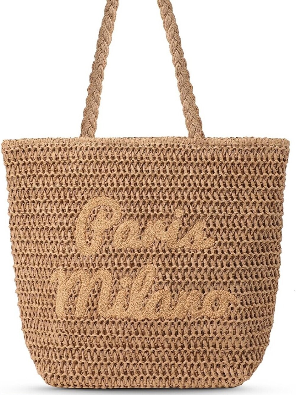 Woven Straw Tote Bag in Natural Tan